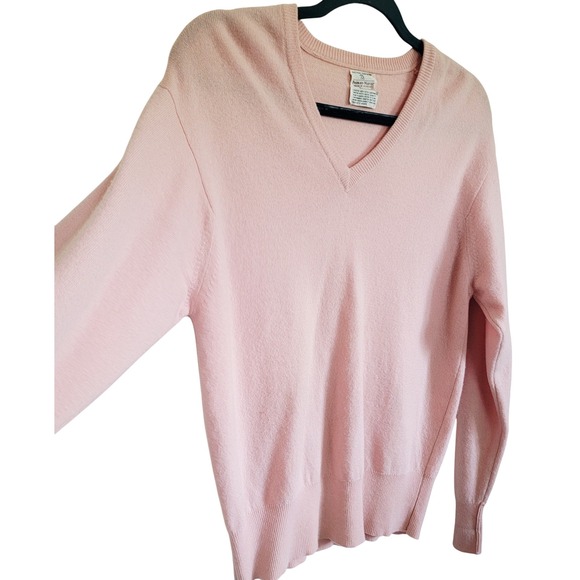 Neiman Marcus 100% Cashmere V-Neck Sweater Women's Pink Vintage Scotland Large - Picture 1 of 5